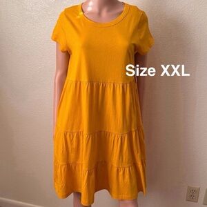 Time and Tru Women's and Women's Plus Tiered Cotton Mini Dress, Size XXL